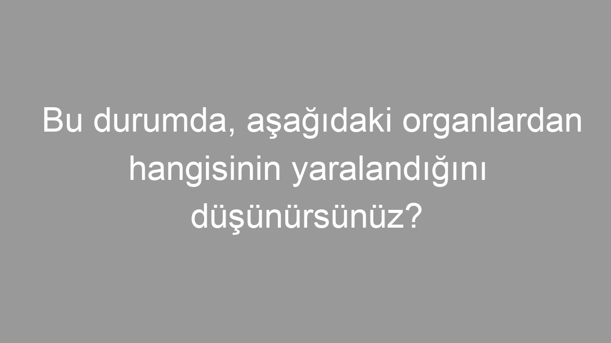 İlk yardımcı olarak bulunduğunuz bir kaza yerinde, kazazedelerden birinin öksürme ile ağzından açık kırmızı renkte, köpüklü kan geldiğini gözlemlediniz. Bu durumda, aşağıdaki organlardan hangisinin yaralandığını düşünürsünüz?