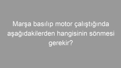 Marşa basılıp motor çalıştığında aşağıdakilerden hangisinin sönmesi gerekir?