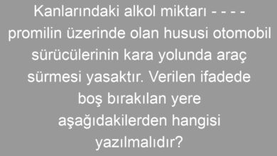 Kanlarındaki alkol miktarı - - - - promilin üzerinde olan hususi otomobil sürücülerinin kara yolunda araç sürmesi yasaktır. Verilen ifadede boş bırakılan yere aşağıdakilerden hangisi yazılmalıdır?