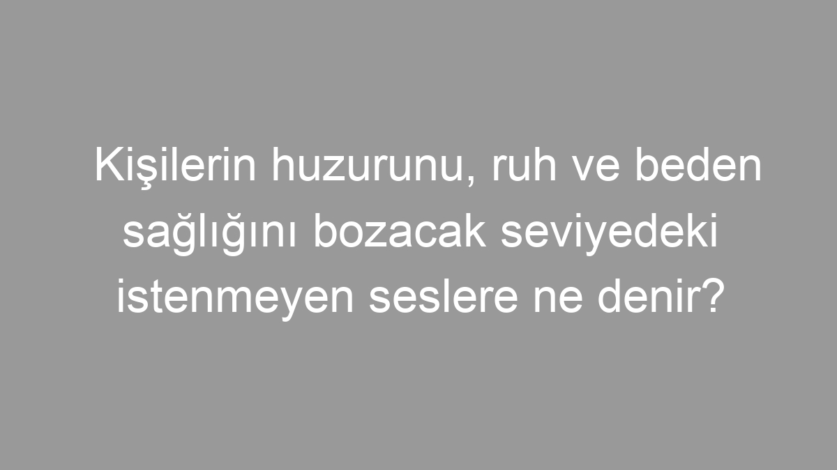 Kişilerin huzurunu, ruh ve beden sağlığını bozacak seviyedeki istenmeyen seslere ne denir?