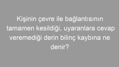 Kişinin çevre ile bağlantısının tamamen kesildiği, uyaranlara cevap veremediği derin bilinç kaybına ne denir?